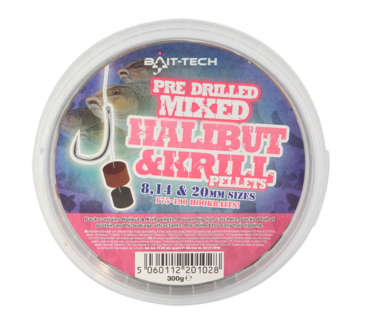 Pre-Drilled Halibut & Krill Pellets (300g)